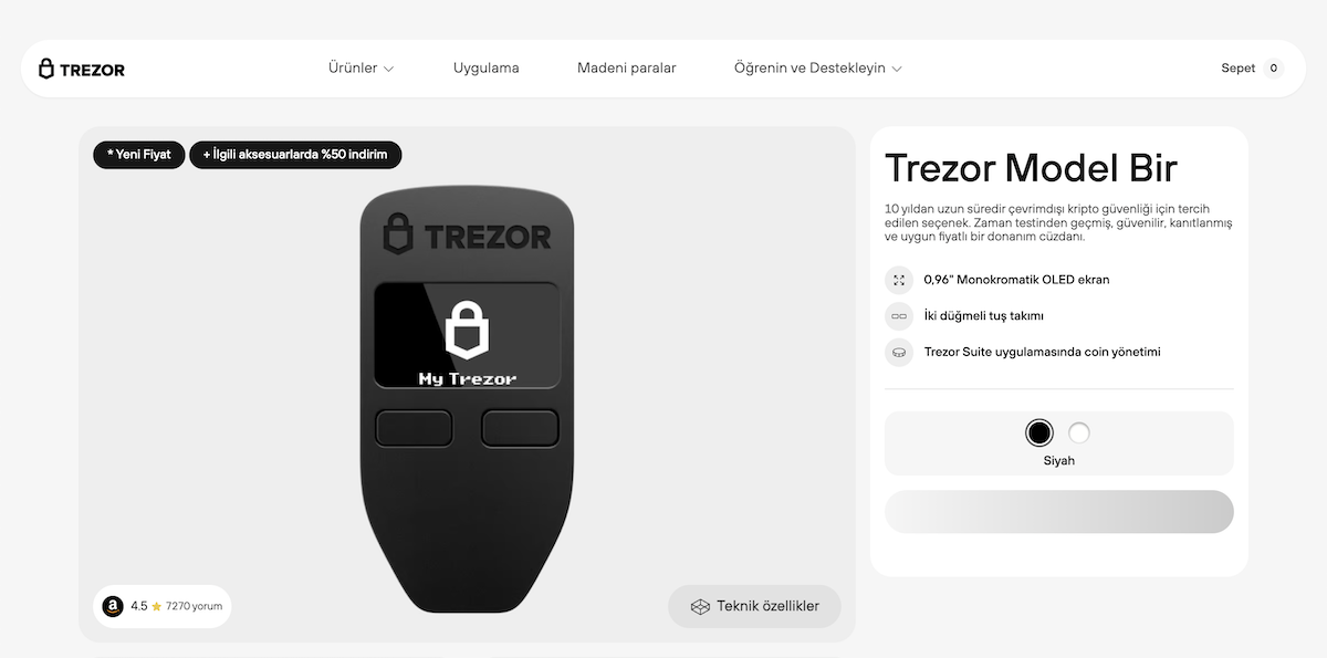 Trezor Model One - En İyi Kripto Donanım C&uuml;zdanları
