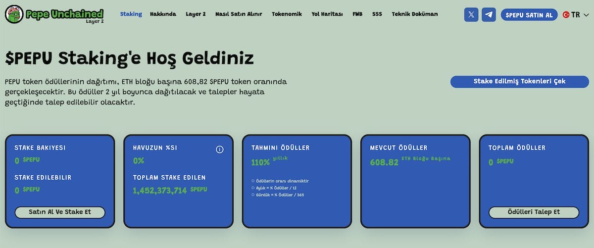 Pepe Unchained Stake Etme