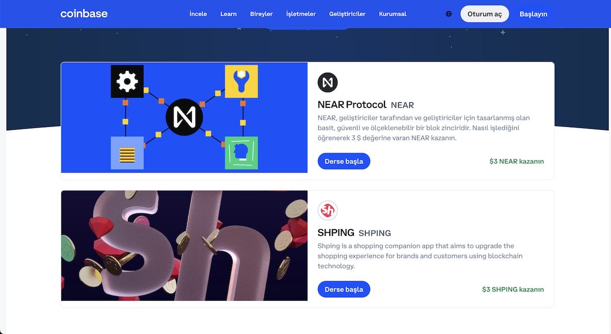 Coinbase Kripto Öğren ve Kazan Programı