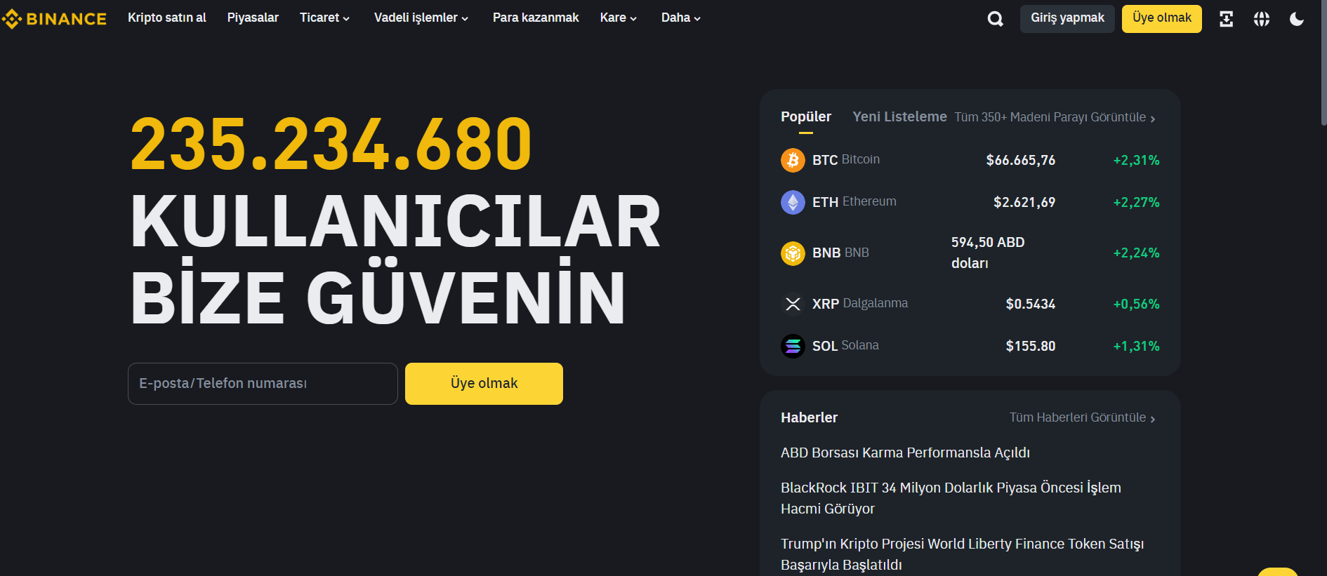 binance en büyük kripto borsaları