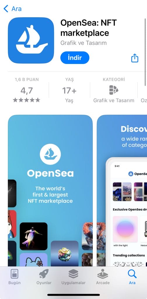 OpenSea uygulaması
