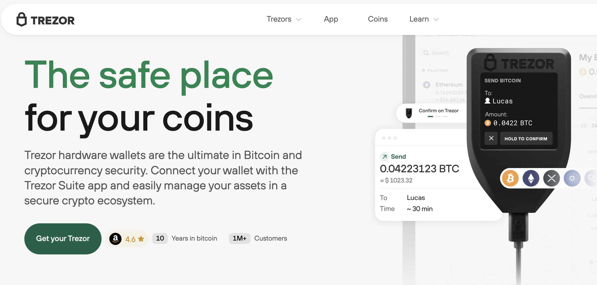 Trezorのホームページ