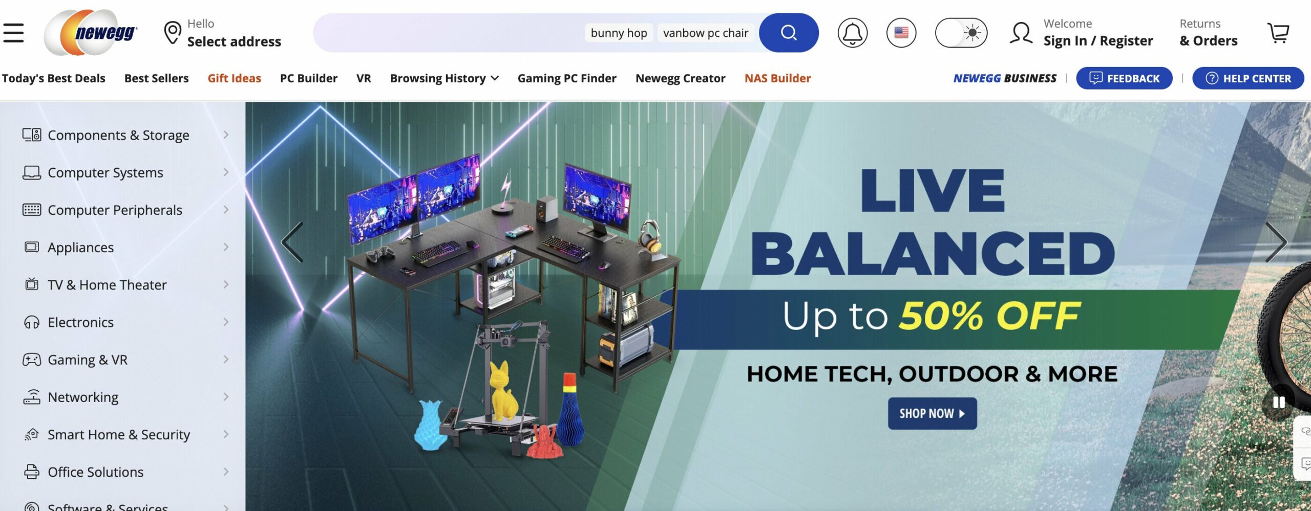 Neweggのホームページ