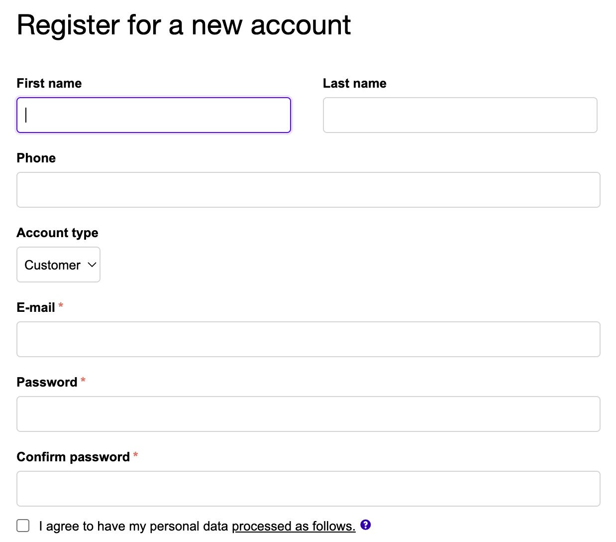 Crypto Emporiumのアカウント作成画面