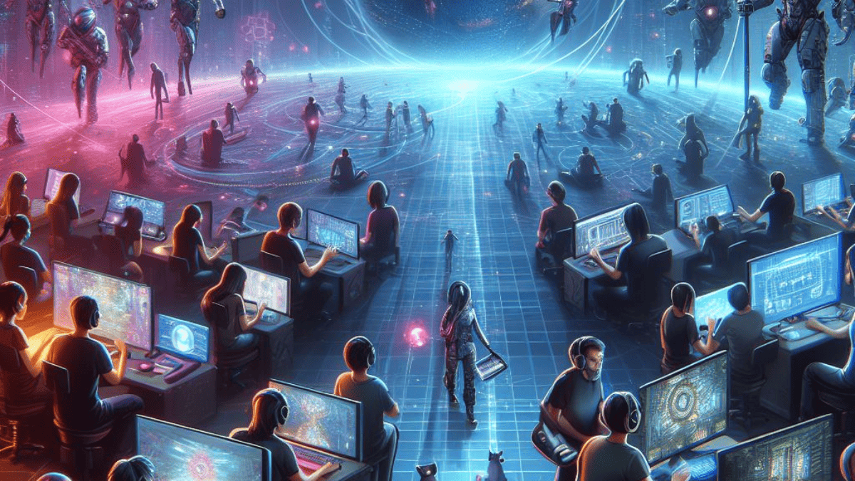 NFTゲームに興じる近未来の人々