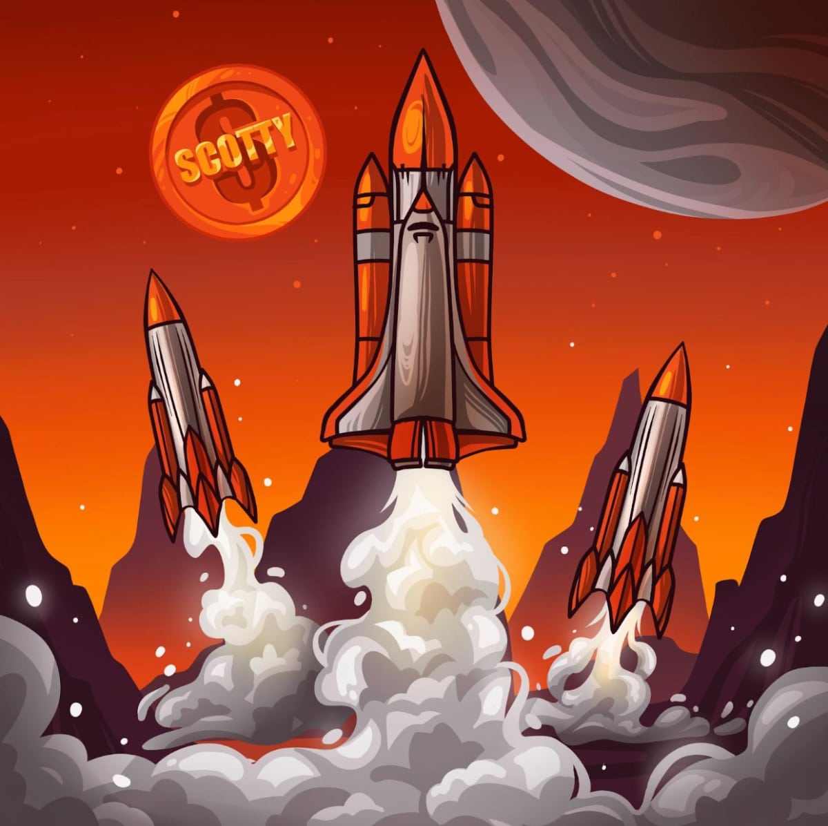 爆上がりすることを意味して、月に向かって発射されたロケット