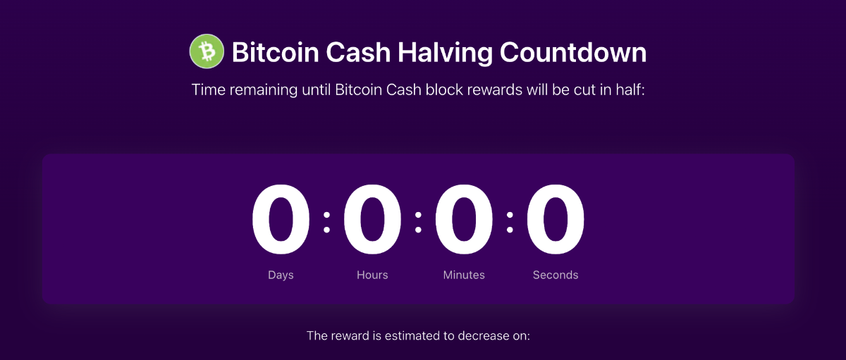 ビットコインキャッシュが半減期完了