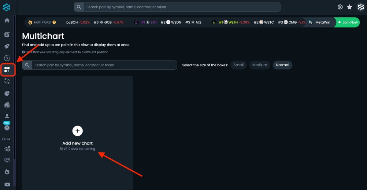Multi Chartの使い方の説明画面