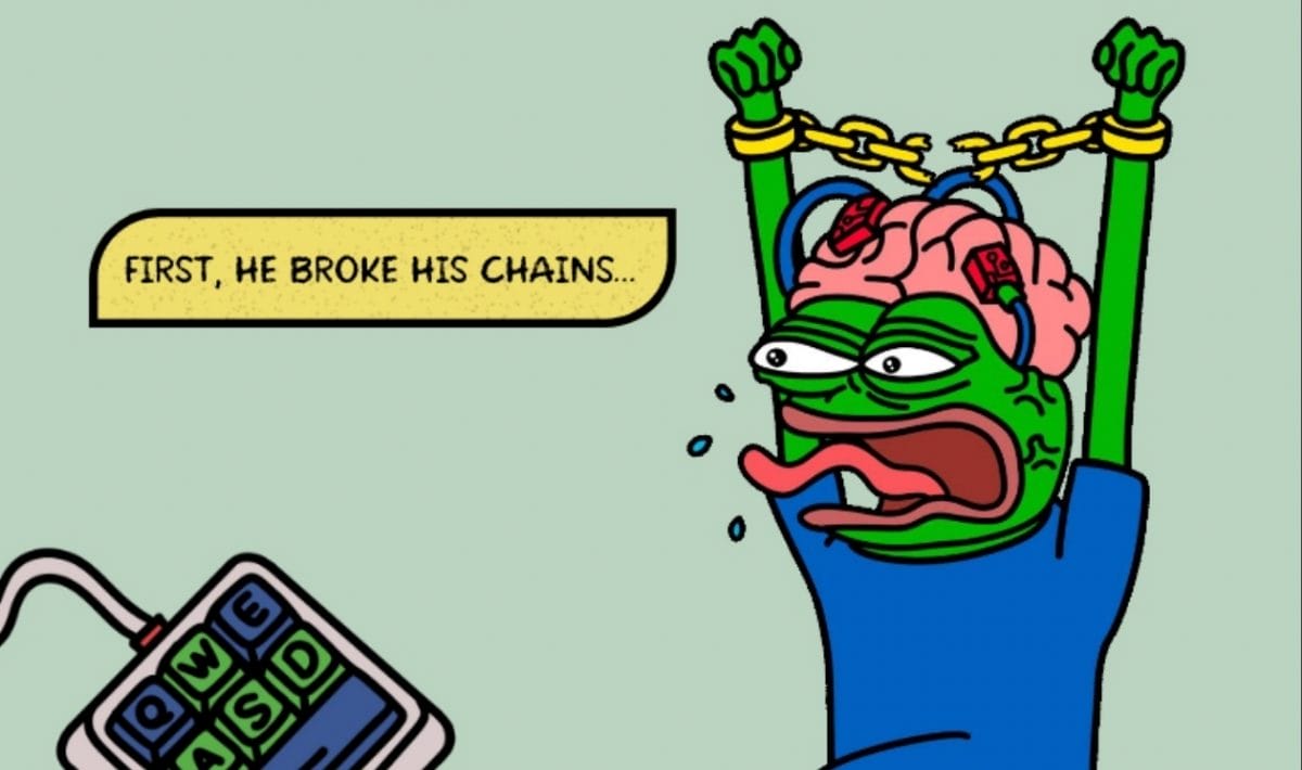 Pepe Unchained（PEPU）のキャラクターの叫んでいる顔