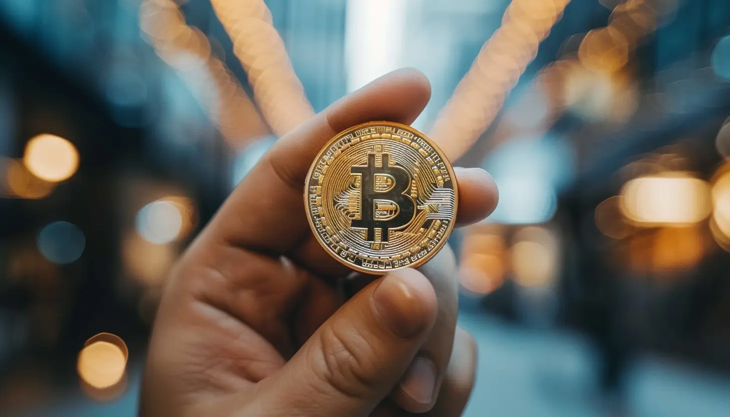 手に持たれたビットコイン