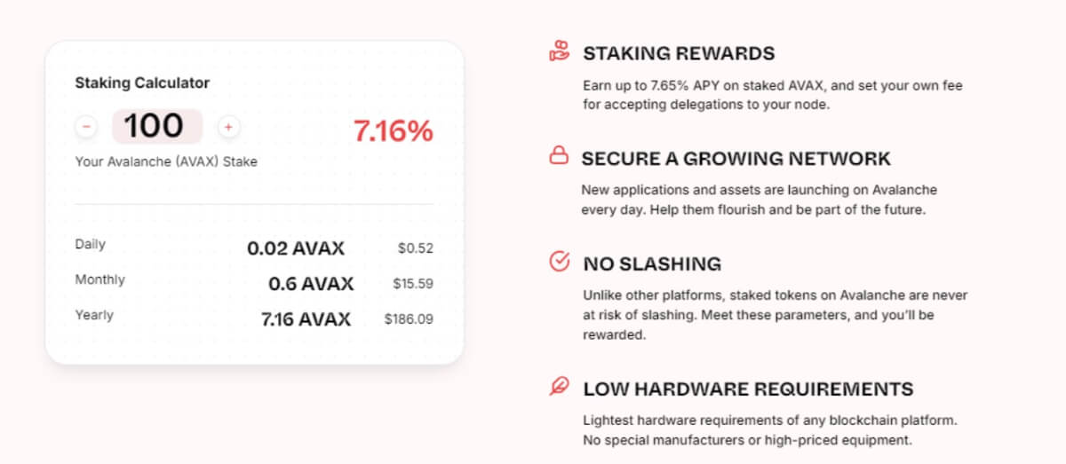 2024年10月12日時点のアバランチ(AVAX)のステーキング報酬:7.16%