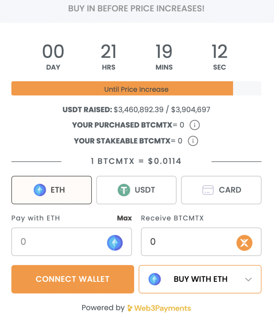 bitcoin minetrix presale prijsverhoging