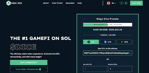 Solana's Nieuwe GambliFi Crypto ICO Mega Dice Haalt $500k Op In Eerste Week - Is Dit De Meest Veelbelovende Nieuwe Crypto Trend?