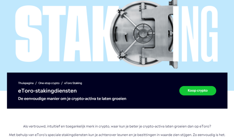 eToro - Een in het Nederlands platform voor staking van crypto met hoge APY 