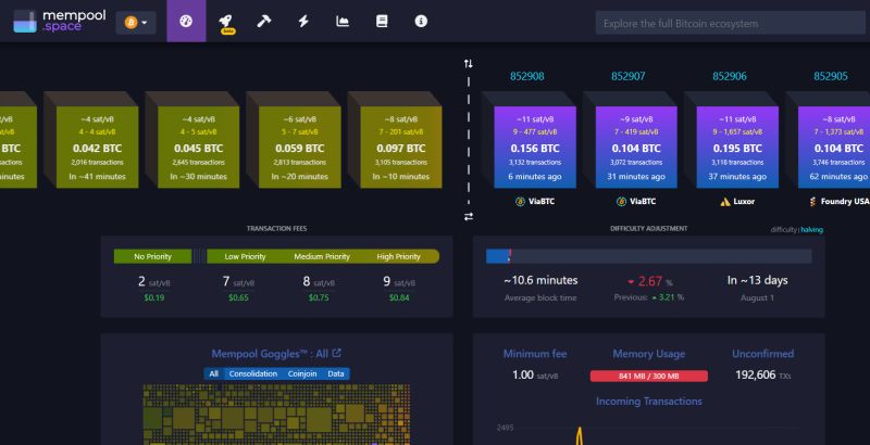 Voorbeeld Bitcoin mempool. Wat is een mempool?