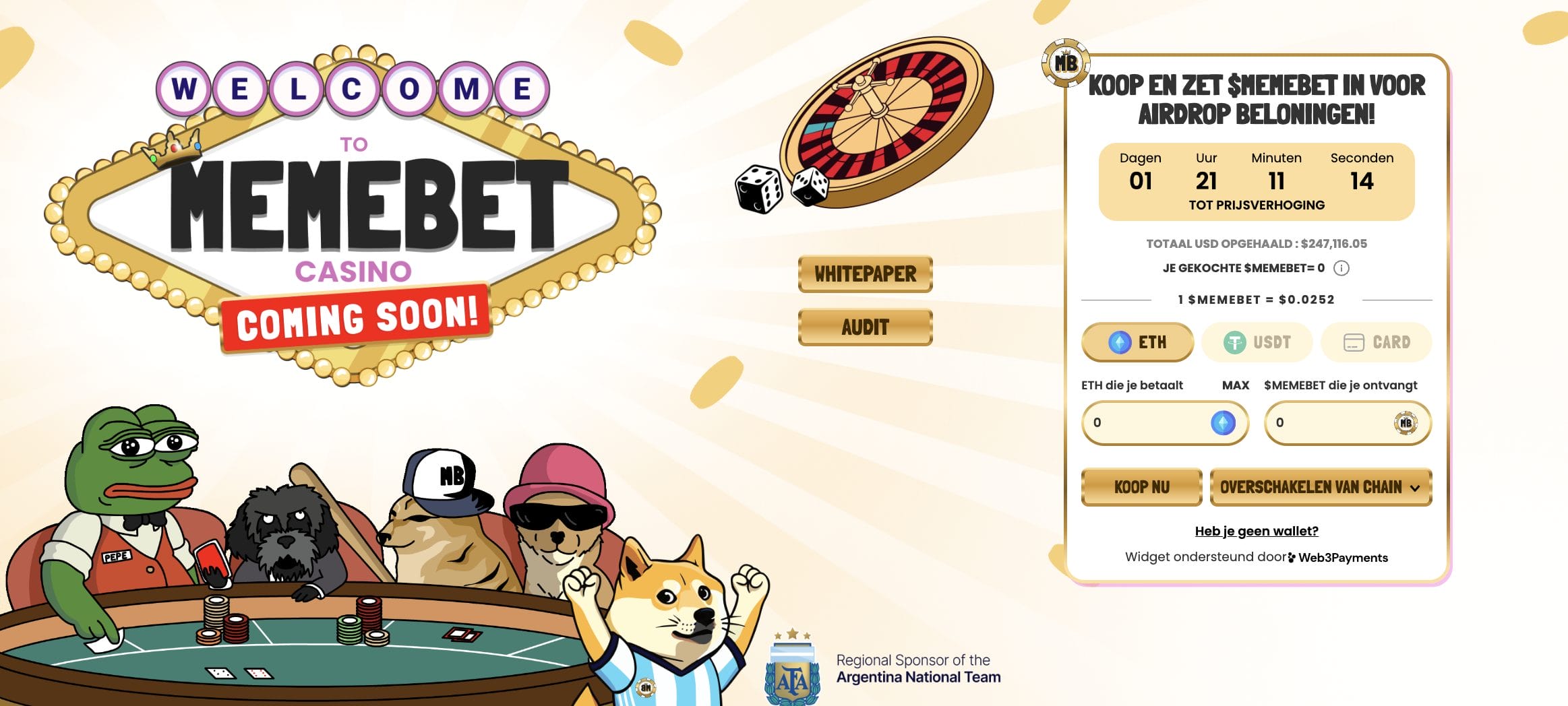 Memebet Token $MEMEBET presale fase