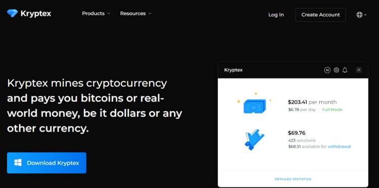 Kryptex Crypto mining app - Crypto mining software