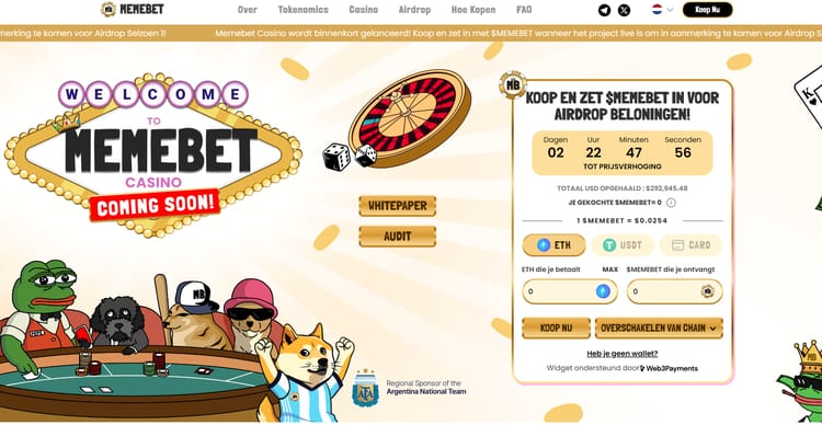Memebet Token - Casino crypto die gaat stijgen door exclusieve toepassing