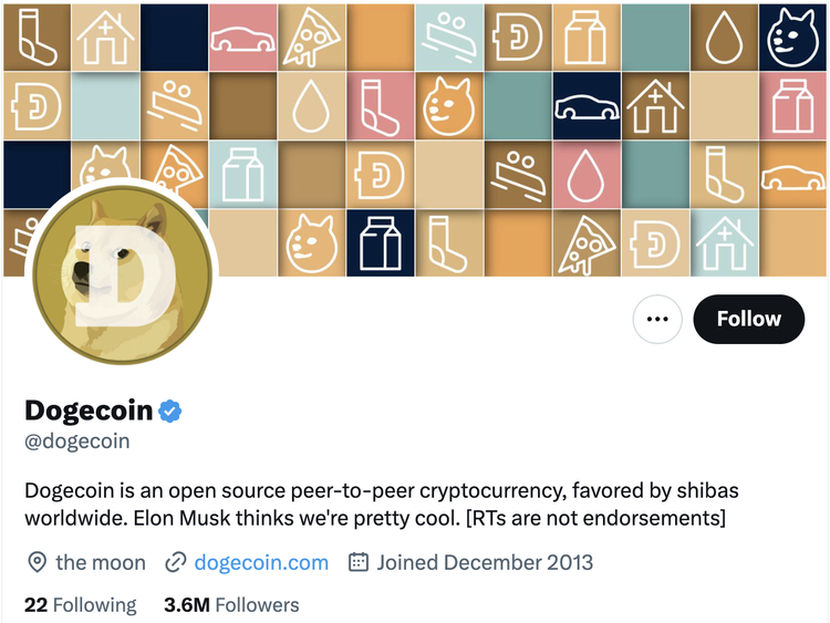 Dogecoin op Twitter/X
