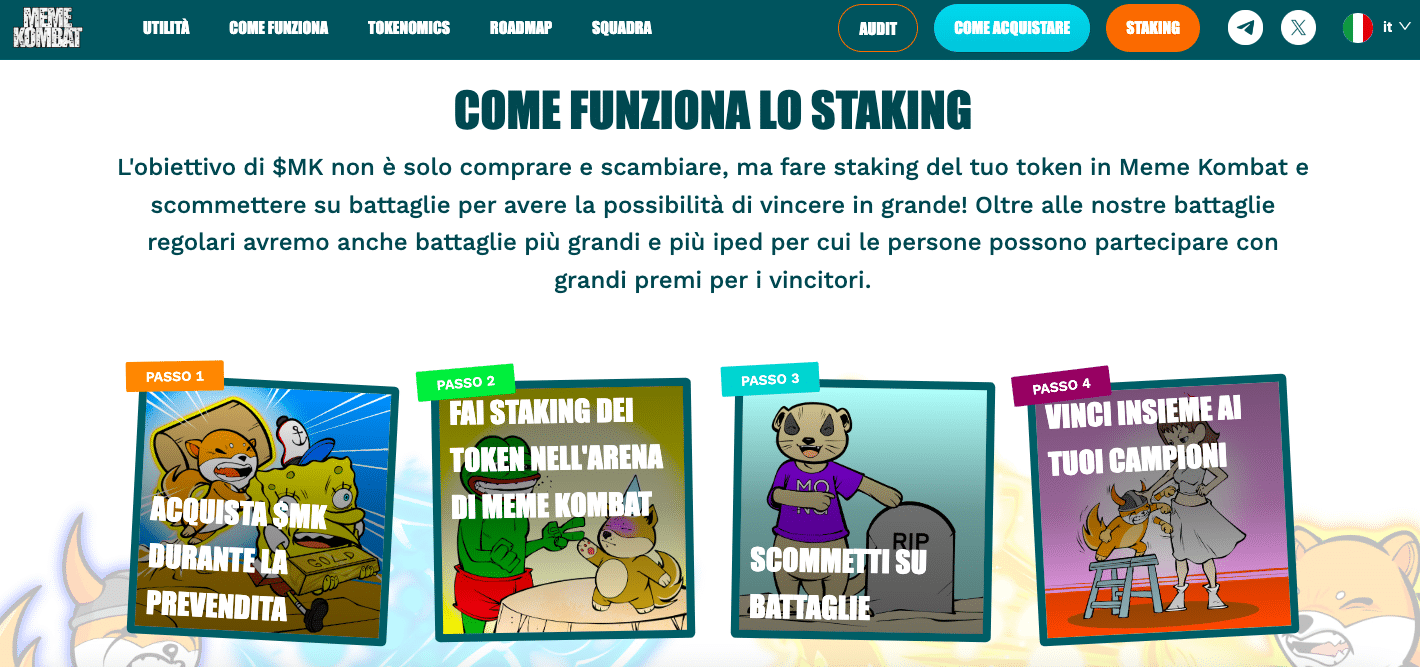 staking comprare meme kombat