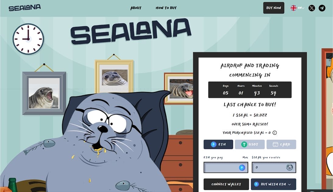 إعلان ترويجي لاكتتاب Sealana يظهر واجهة العد التنازلي لانتهائه