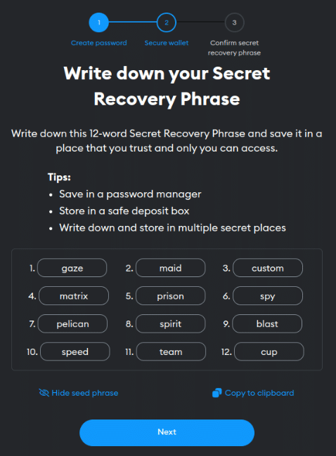 عبارة استرداد الحساب على المحفظة