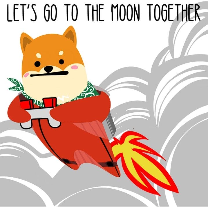 كلب شيبا إينو يرتدي بدلة طيران وفي الأعلى عبارة