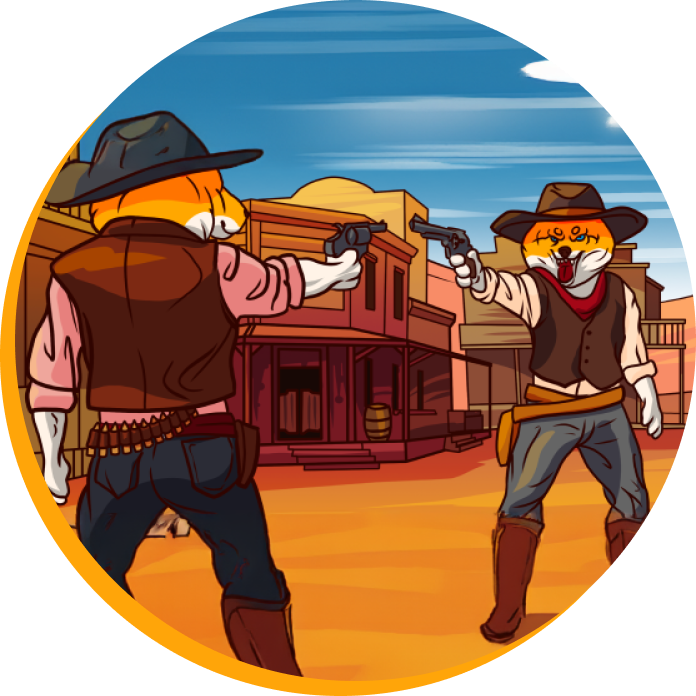 كلبان يتبارزان بإطلاق النار في صحراء Shiba Gulch