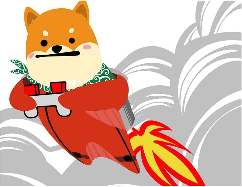 كلب شيبا إينو يحمل على ظهره صاروخاً ينطلق به عالياً