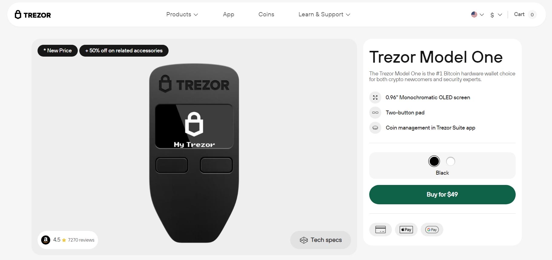 Trezor One: الأمان المطلق لإدارة العملات الرقمية في محفظة باردة يستحيل اختراقها