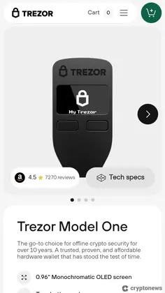 صفحة محفظة Trezor One في موقع Trezor