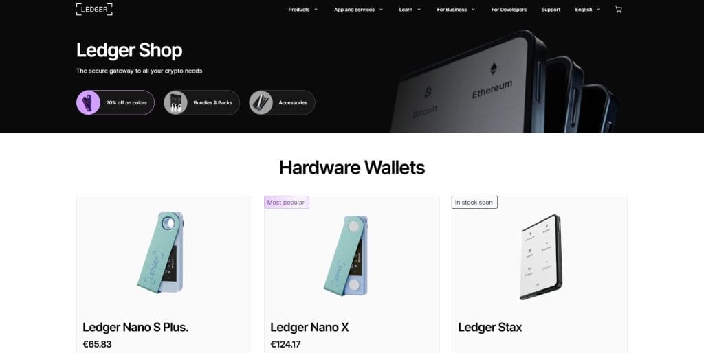 الصفحة الرئيسية لـ Ledger