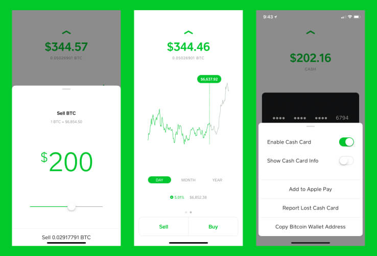 Square Cash Bitcoin screenshots