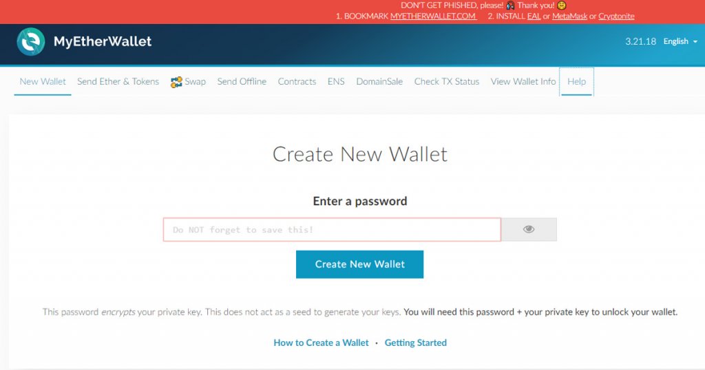 MyEtherWallet screenshot