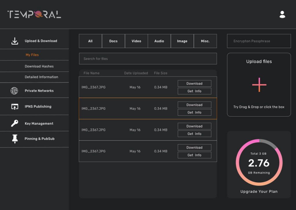 Temporal - Open-source IPFS APIs for Developer