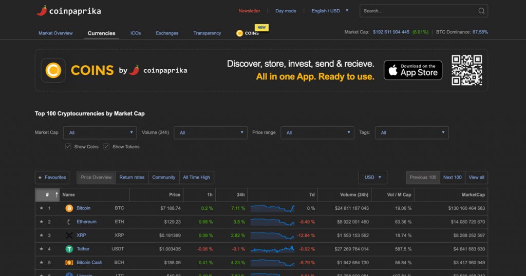 Coinpaprika screenshot