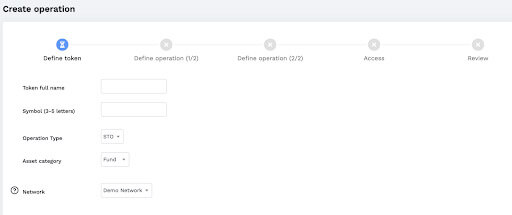 Defining the token and operation type (ICO, STO)