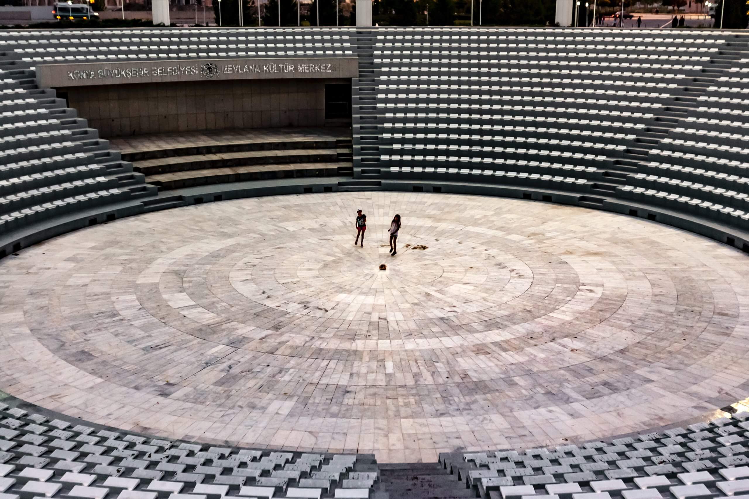 two people in stadium