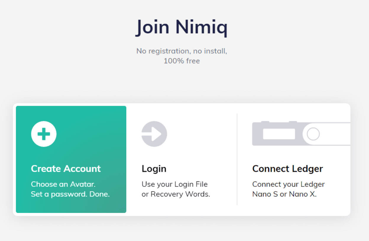 The Nimiq wallet page. Image: Nimiq