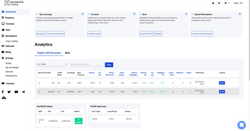 WunderTrading screenshot