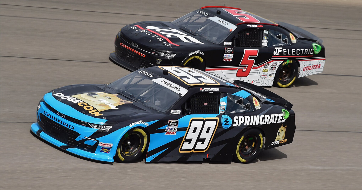 Dogecoin (DOGE) car crashes during NASCAR race