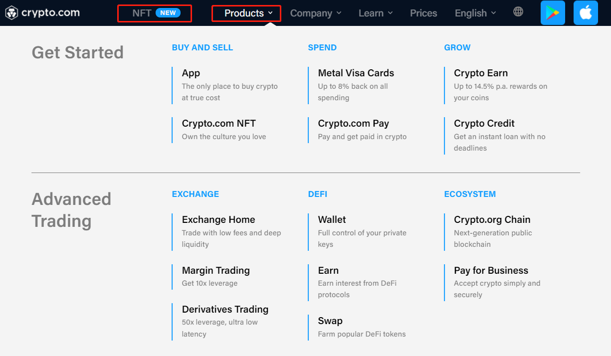 Screenshot Source - crypto.com Website