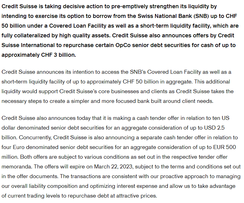 Press Release: (Source: Credit Suisse)