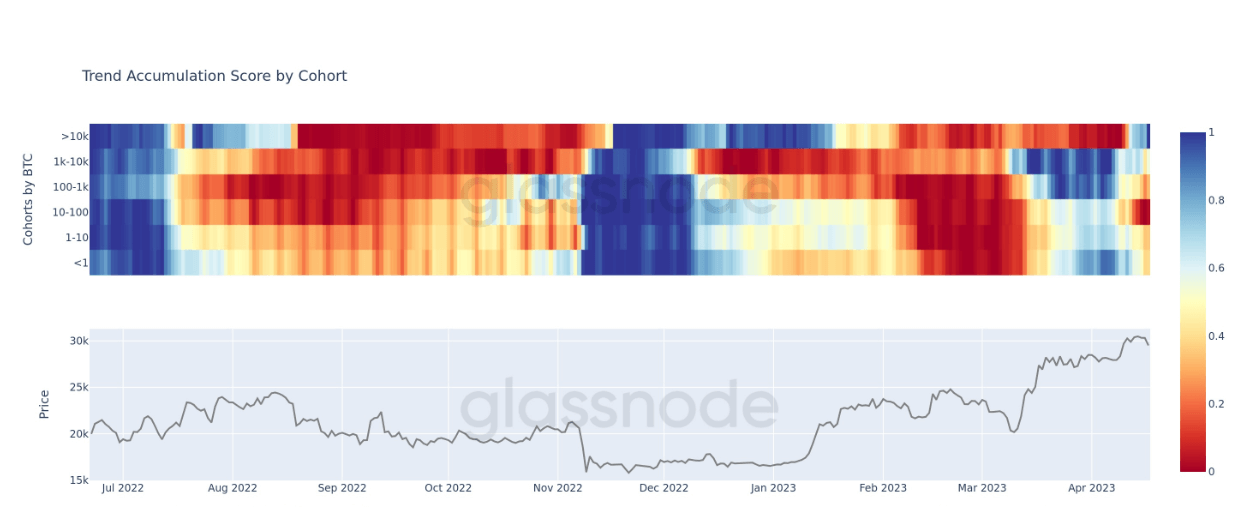 Accumulation Trend Score by Cohort: (Source: Glassnode)