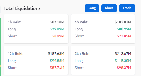 Liquidations: (Source: Coinglass)