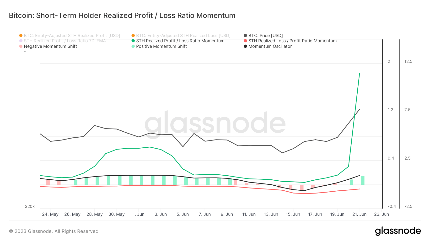 short term holder profit loss momentum