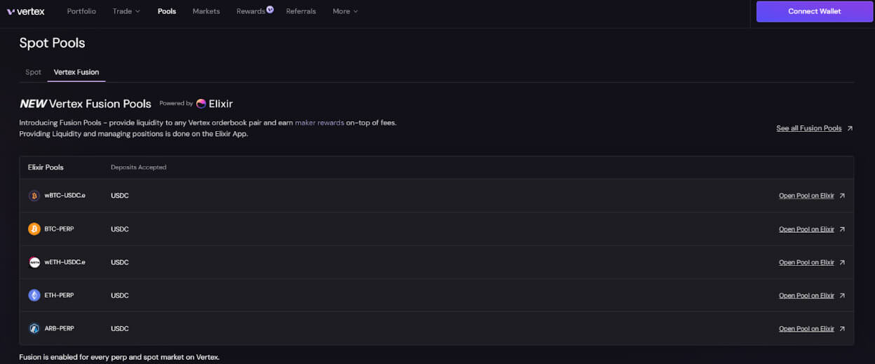 Vertex Protocol Spot Pools