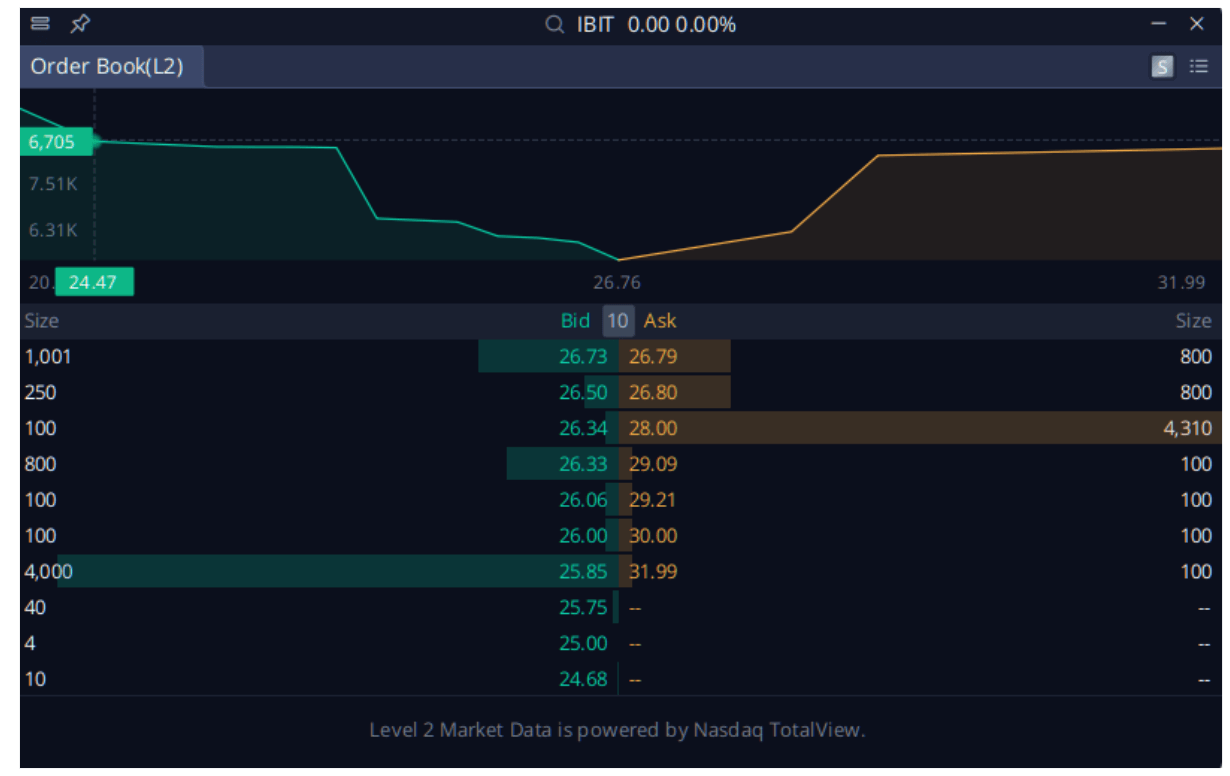 IBIT Order Book: (Source: WeBull)
