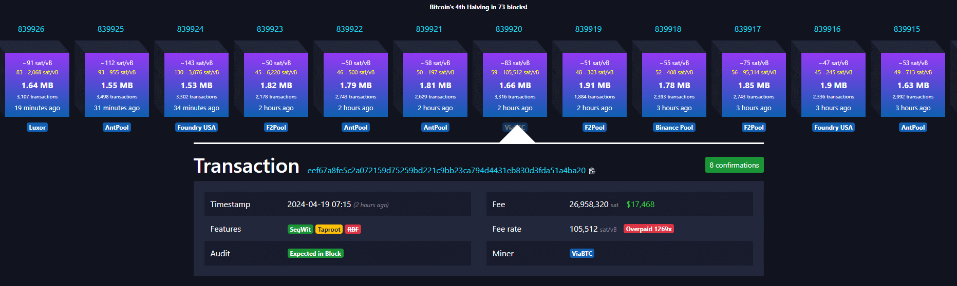 Bitcoin Transaction: (Source: mempool.space)