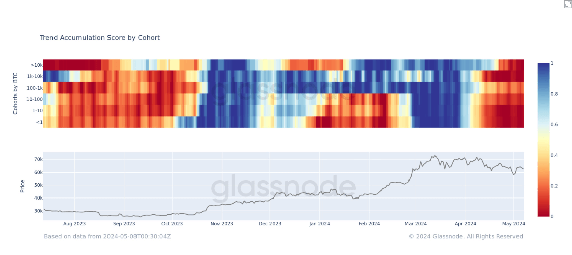 Accumulation Trend Score by Cohort: (Source: Glassnode)